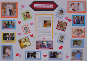 This trifold poster includes photos and Mary's obituary